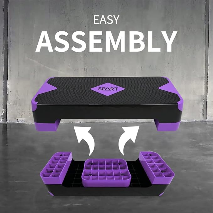 SPART Adjustable Workout Aerobic Stepper 4 Risers, 3 Levels 4" - 6" - 8", 26.77" 26.77" Trainer
