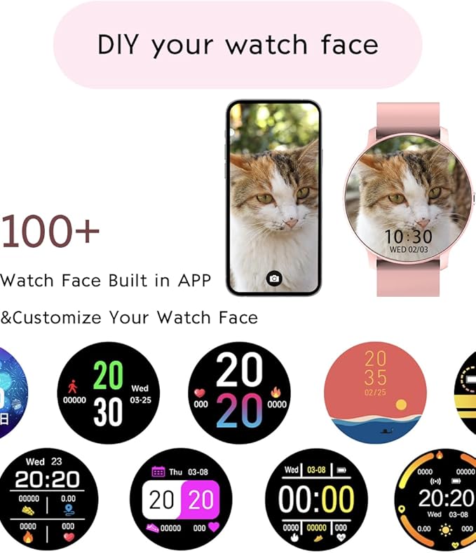 Smart Watch Men Bluetooth Call Fitness Tracker 1.32" HD Full Touch Screen Smartwatch IP67 Waterproof Stainless Steel Sport Watch for Android iOS (B-Pink)