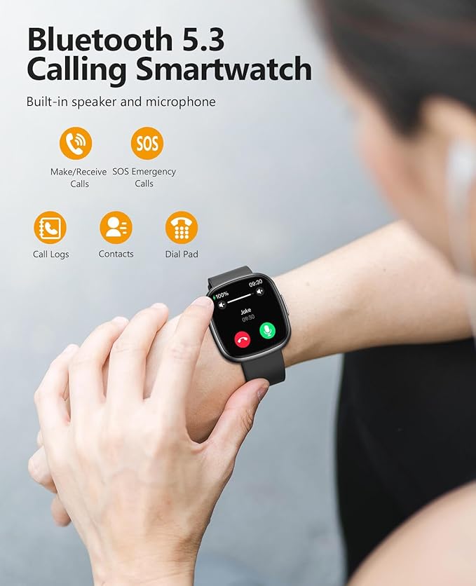 Smart Watches, 1.72" Smartwatch for Men Women (Answer/Make Call), Fitness Tracker with 100+ Sport Modes, IP68 Waterproof, Heart Rate/Sleep/Spo2 Monitor, Activity Tracker for Android iOS