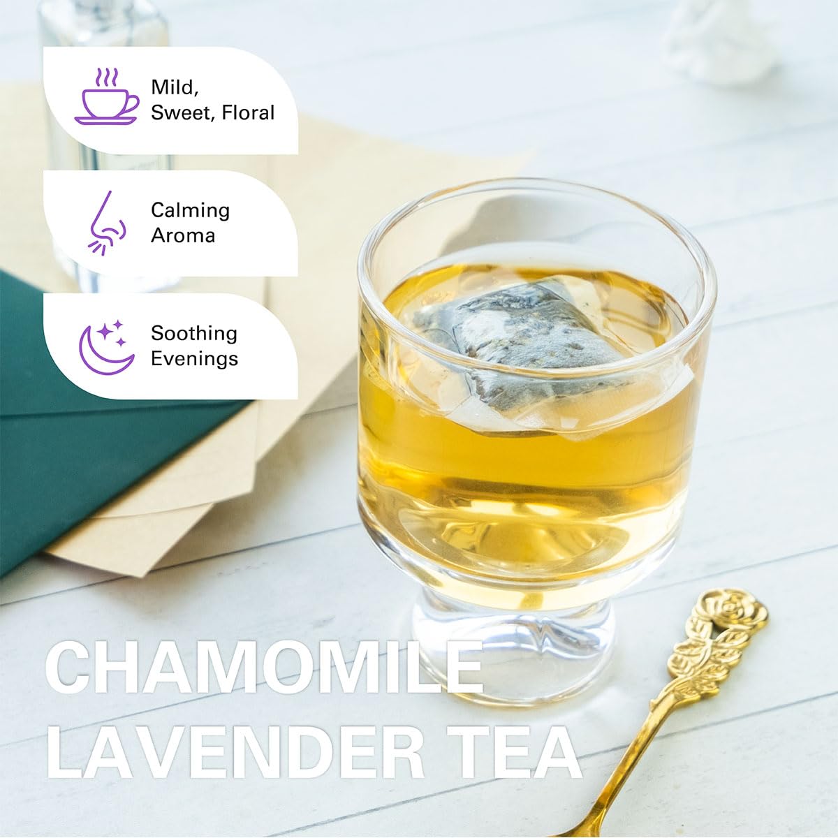 WT WEETEE Chamomile Lavender Tea Bags 100 Count, Nighty & Relax, 100% Pure Chamomile, Lavender Flowers & Lemon Balm Blend, Natural Caffeine-free Herbal Tea Ideal for Bedtime