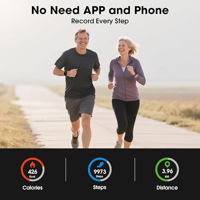 Smart Watch for Men Women, 1.91'' Big Font No App/Phone Required, Fitness Tracker with Pedometer, Bluetooth Call (Answer/Make Call), Heart Rate Blood Oxygen Monitor Step Counter, 100+ Sports Modes