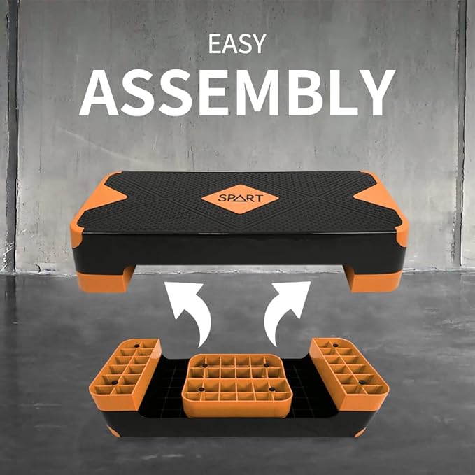 SPART Adjustable Workout Aerobic Stepper 4 Risers, 3 Levels 4" - 6" - 8", 26.77" 26.77" Trainer