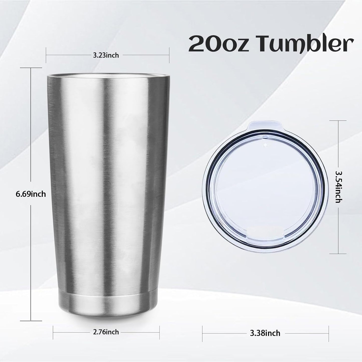 StarSpeed 20oz Tumbler Bulk with Lid, Stainless Steel Insulated Tumblers Double Wall Vacuum Insulated Travel Mug, Powder Coated Coffee Cups for Hot and Cold Drinks(Silver,1)