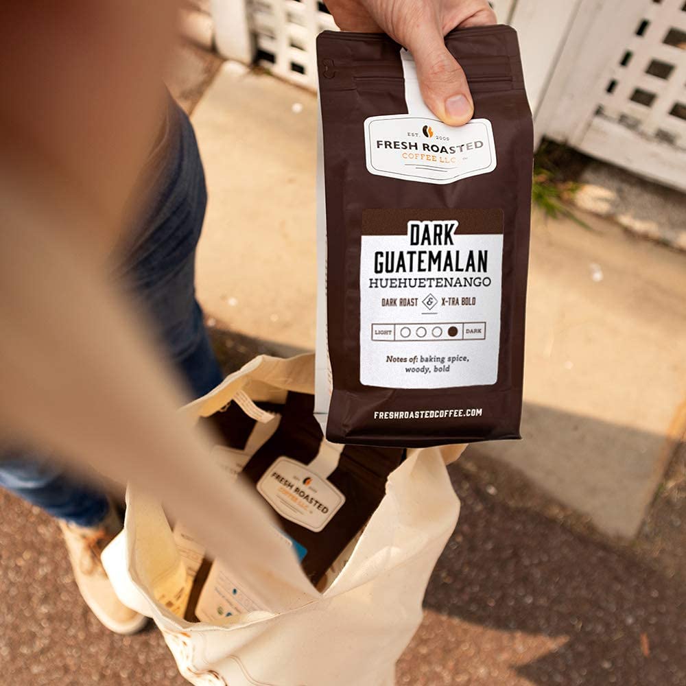 Fresh Roasted Coffee, Dark Guatemala Huehuetenango | 5 lb (80 oz) | Single Origin | Dark Roast | Kosher | Whole Bean
