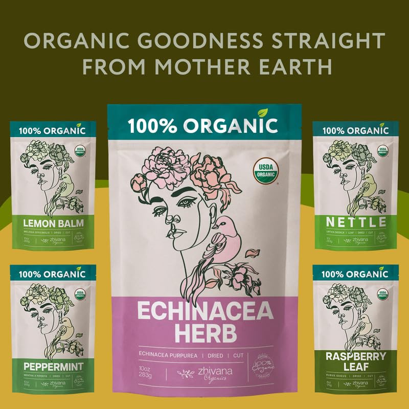 Organic Echinacea Tea Loose Leaf (4 oz.) – Echinacea Herb - Immunity Tea - Respiratory, Digestion - Equinacea Organica