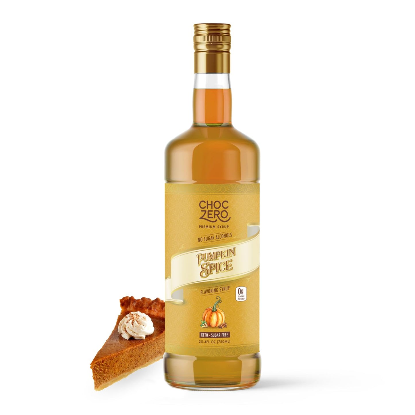 ChocZero Sugar Free Coffee Syrup, Pumpkin Spice Flavor, Simple Syrup Drink Mix, Chai Latte, Protein Shakes & Baking, Gluten Free, All Natural, 25.4 Ounces Bottle (Pack of 1)