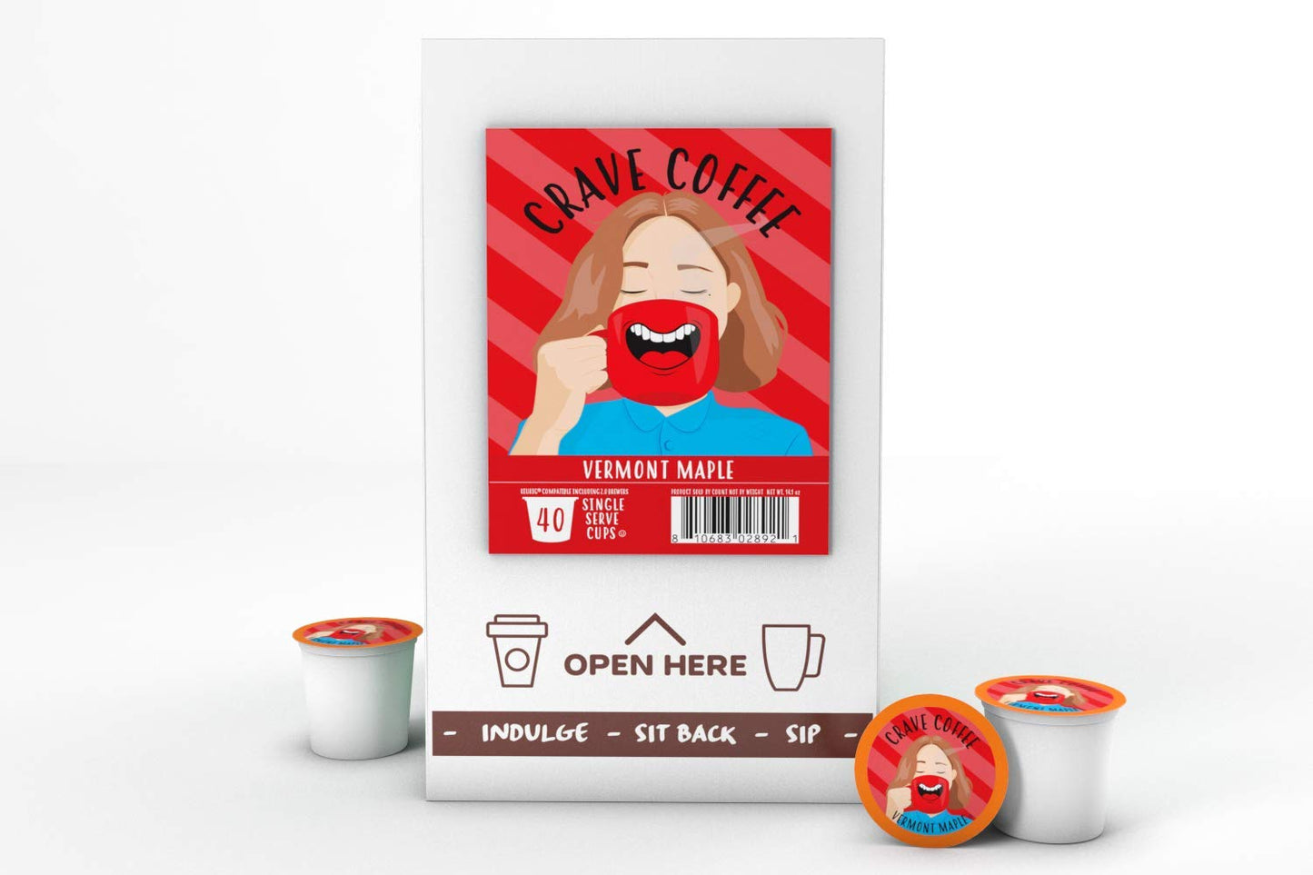 Crave Beverages Flavored Coffee Pods, Compatible with 2 K-Cup Brewers, Vermont Maple, 40 Count