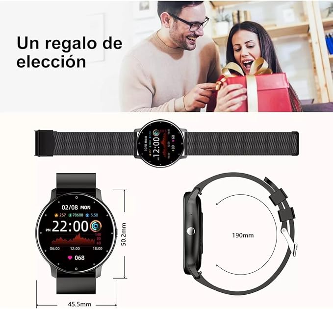 Smart Watch Men Bluetooth Call Fitness Tracker 1.32" HD Full Touch Screen Smartwatch IP67 Waterproof Black Stainless Steel Sport Watch for Android iOS