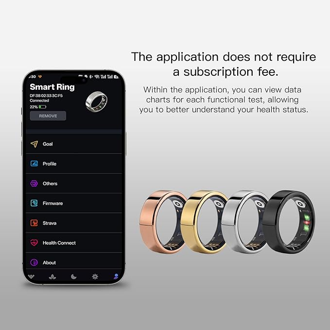 Smart Ring, Health Tracker for Monitor Health, Sleep Tracking Wearable and Heart Rate Fitness Blood Oxygen, IP68 Waterproof, Compatible with iOS and Android