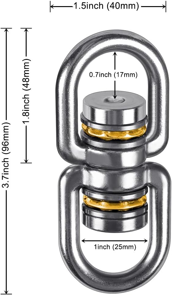 SELEWARE Bearing Swing Swivel, 360° Rotational Device Hanging Accessory for Web Tree Swing, Hammock Chair, Climbing Rope, Aerial Yoga, Kids Swing Swivel, Hold Up to 1200LB, 2 Pack