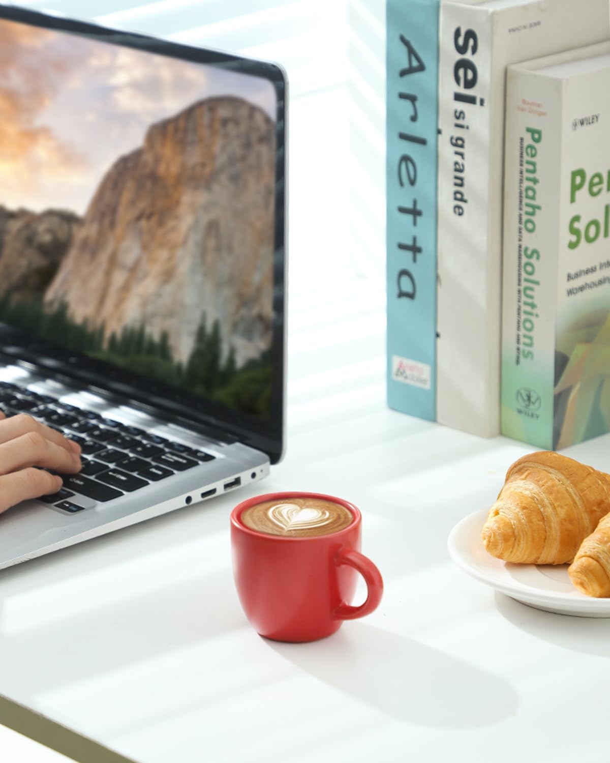 Hasense Ceramic 3 OZ Espresso Cups, Porcelain Espresso Demitasse Cups Set of 4 for Double shot, Lungo and Ristretto, Tiny Italian Expresso Shot Coffee Mugs for Home and Office, Red