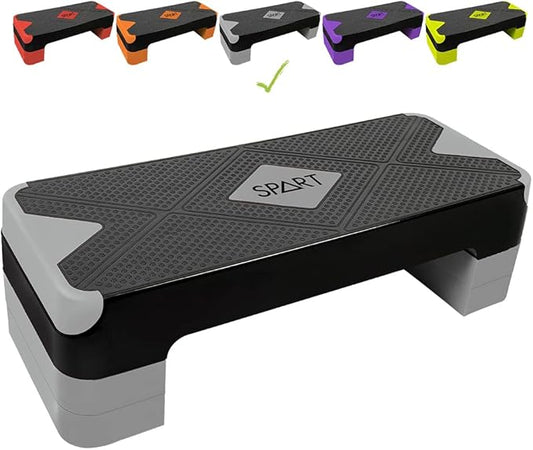 SPART Adjustable Workout Aerobic Stepper 4 Risers, 3 Levels 4" - 6" - 8", 26.77" 26.77" Trainer
