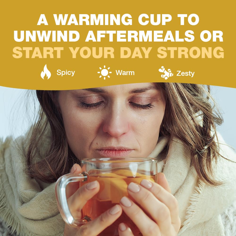 HANDPICK, Ginger Tea Bags, Caffeine Free & 100% Pure Ginger Root | Soothing & Spicy Blend | Round Eco Conscious Teabags