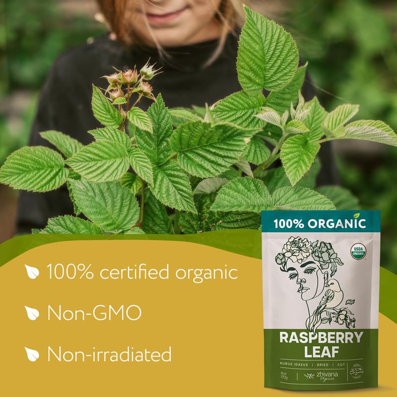 Organic Red Raspberry Leaf Tea – Wild Raspberry Tea for for Pregnancy, Healthy Cycle, Menstrual Cramps – 6oz
