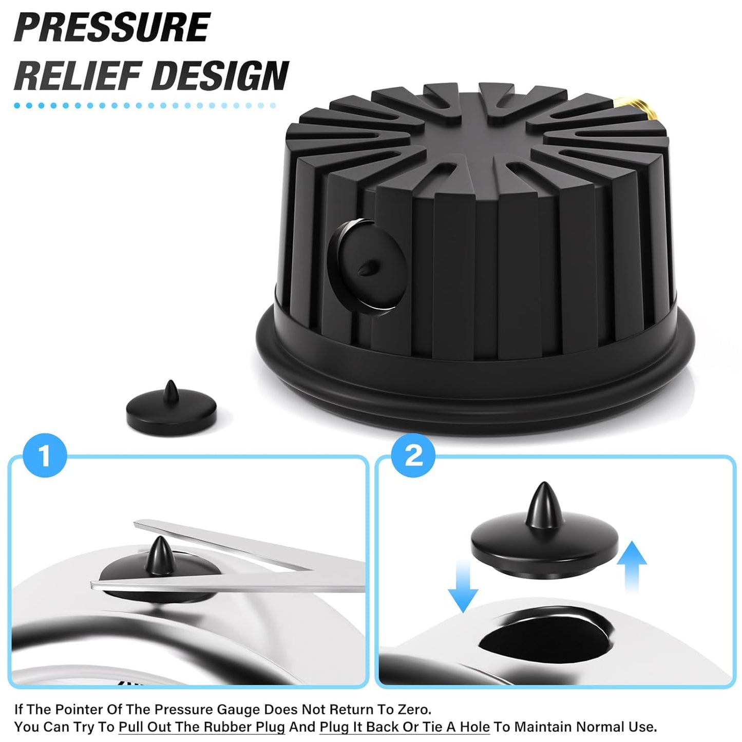 MEANLIN MEASURE 0~100Psi Stainless Steel 1/4" NPT 2.5" FACE DIAL Liquid Filled Pressure Gauge, Lower Mount (with Rubber Protective Sleeve), with 1/2" NPT and 3/8" NPT Hex Bushing