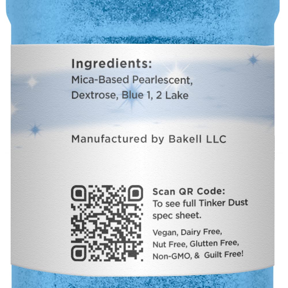 BAKELL Deep Blue Edible Glitter, 45 Grams | TINKER DUST Edible Glitter | KOSHER Certified | 100% Edible Glitter | Cakes, Cupcakes, Cake Pops, Drinks, Dessert Vegan Glitter & Dusts (45g Shaker, Deep Blue)