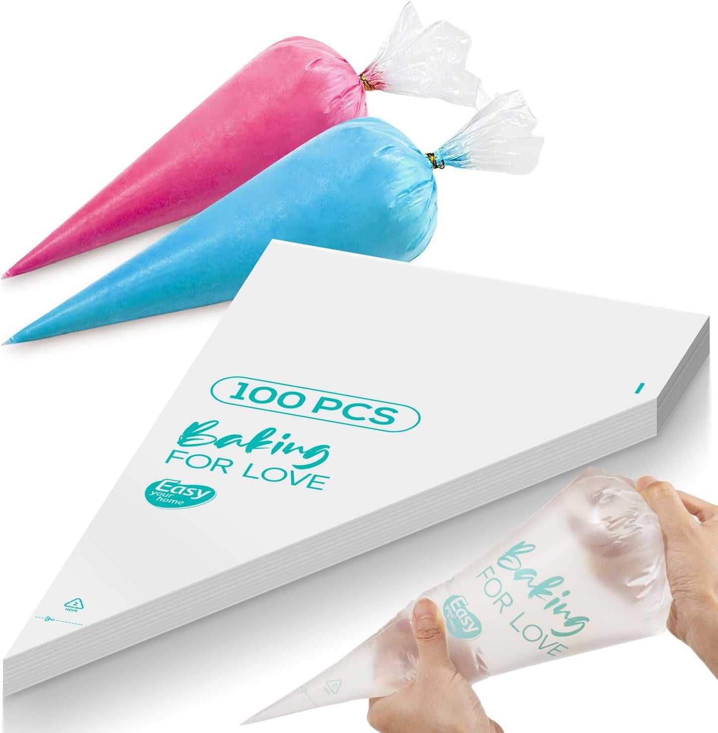 12 Inch Thick Disposable Piping Bags, 100PCS Anti Burst Pastry Bags for Cake Decorating Cream Frosting and Baking Supplies, Tipless Piping