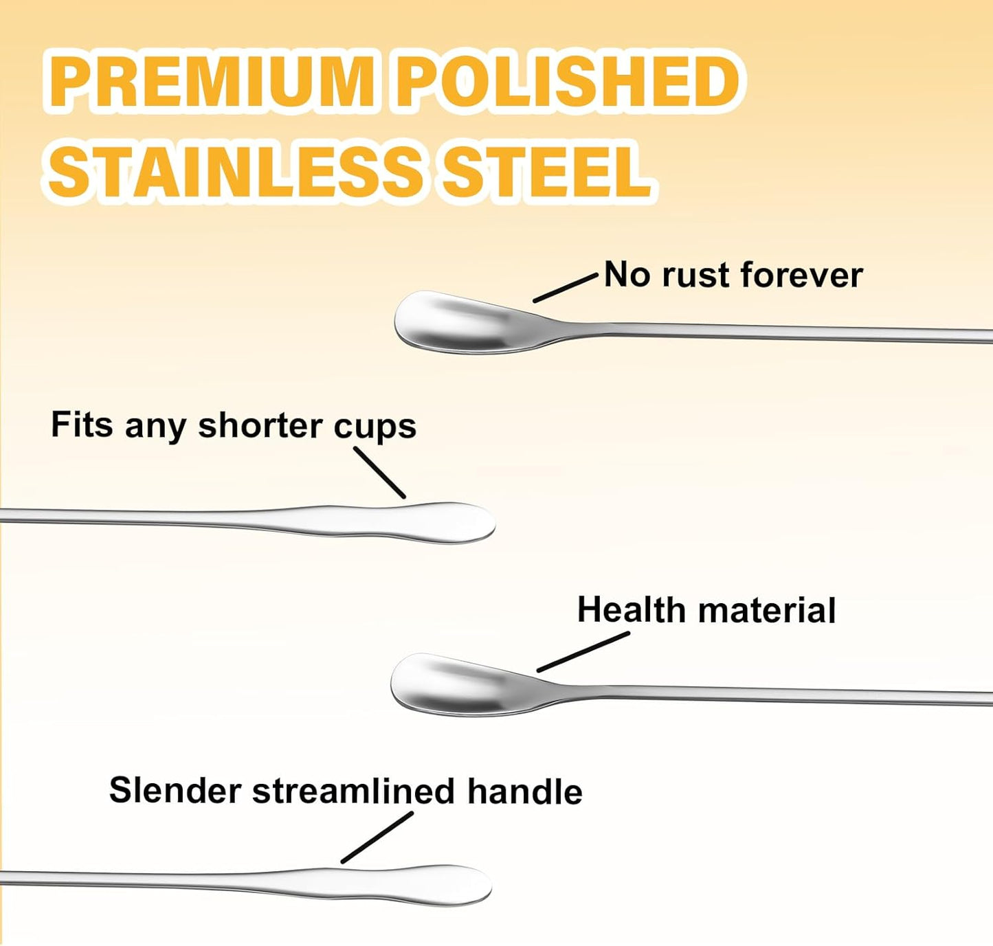 8 PCS Stainless Steel Coffee Stirrers - Long Spoon Reusable Cocktail Stir Sticks - 7.87 Inch Bar Spoon for Stirring Coffee, Cold Drink