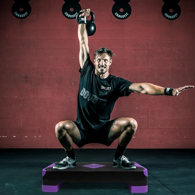 SPART Adjustable Workout Aerobic Stepper 4 Risers, 3 Levels 4" - 6" - 8", 26.77" 26.77" Trainer