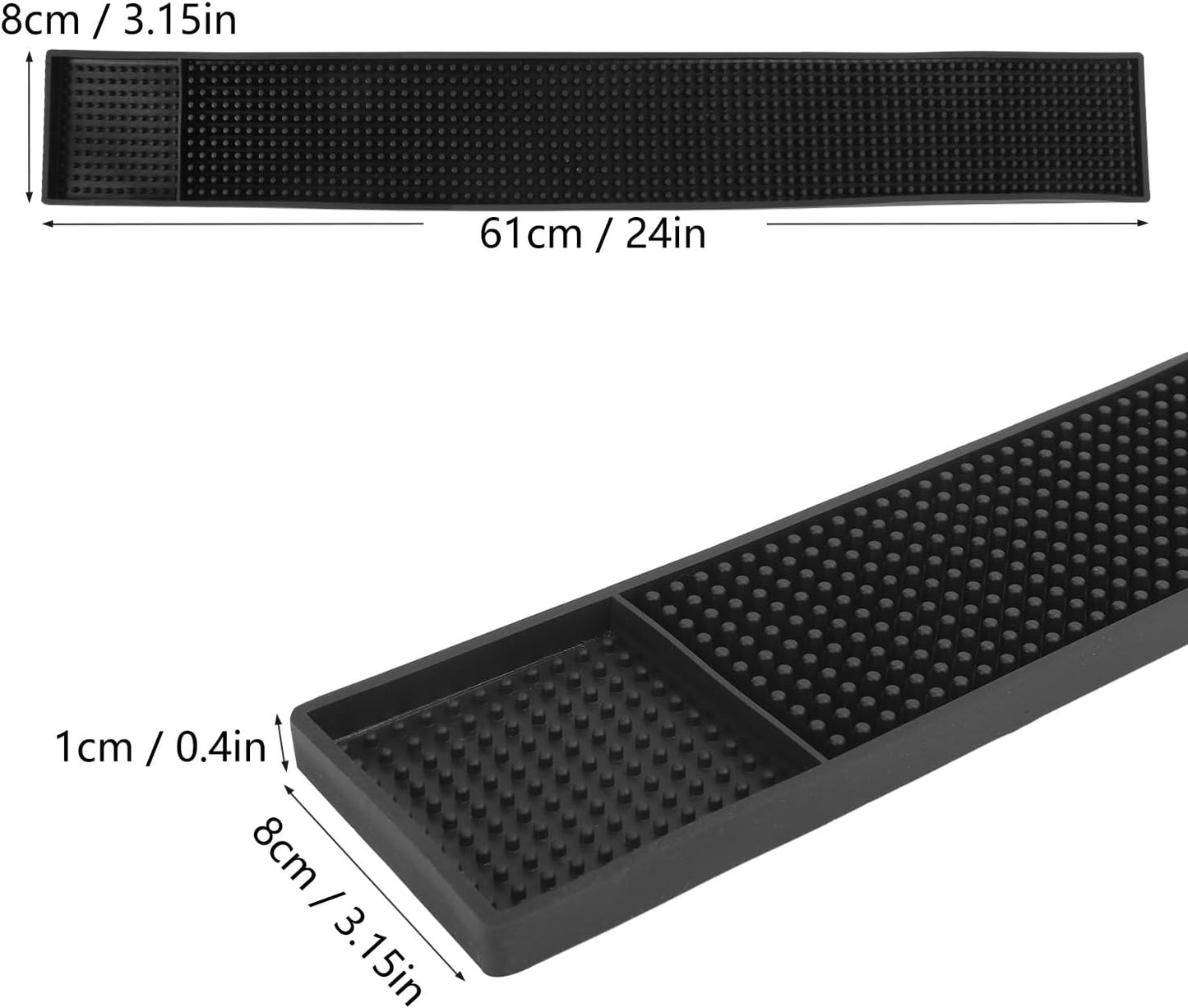 10 Pack Rubber Bar Mats, 24" x 3.15" Black Bar Service Mat, Spill Mat for Countertop, Bartending, Rubber Bar Mats, Efficient and Stylish Solution for Every Bartending Need,by KUKLIPJIM