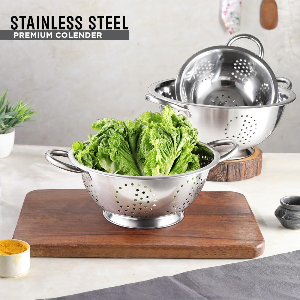 Avador Set of 3 Stainless Steel Colanders, Comes in 1.5 Quart 3qt Quart and 5 Quart for all your Cooking | Baking | Prepping Needs