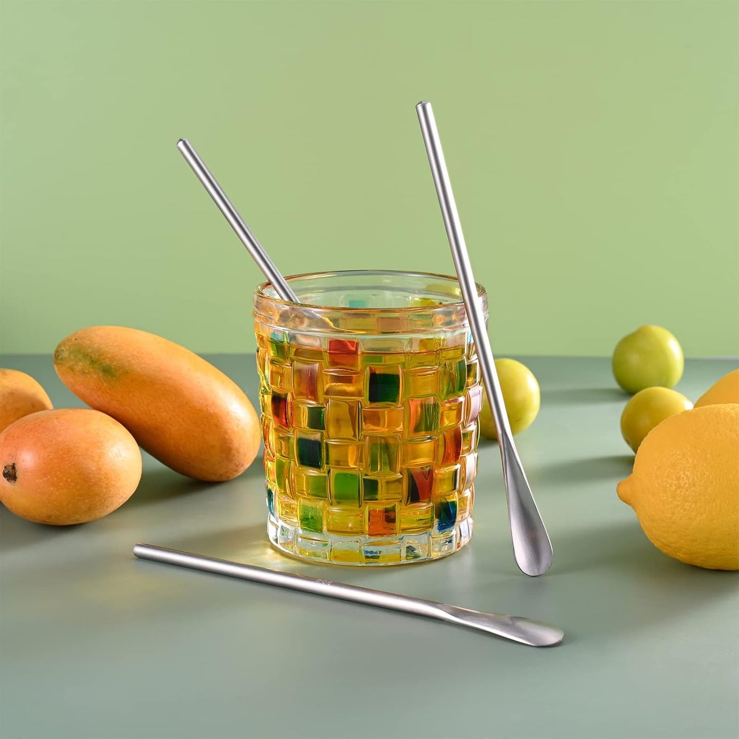 6-Pack 6.2" / 15.8cm Stainless Steel Long Handle Stirring & Mixing Spoon – Reusable Bar Tool for Coffee, Tea, Iced Drinks & Cocktails