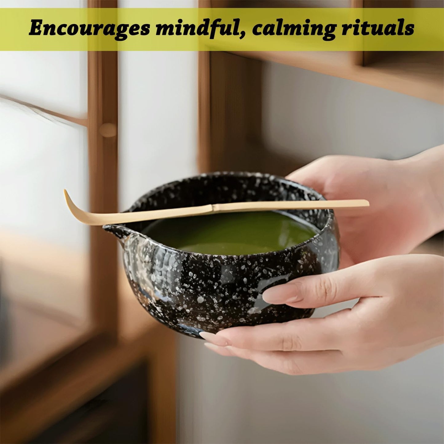 10 Pcs Matcha Whisk and Bowl Set – Traditional Black Matcha Tea Set with Bamboo Accessories – Japanese Style Matcha Set – Ideal Macha kit Set Gift