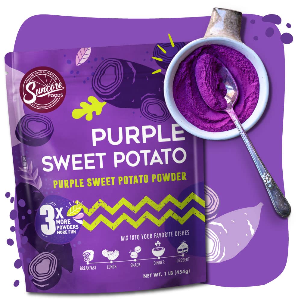 Suncore Foods Purple Sweet Potato Powder, Purple Food Coloring Powder, Gluten-Free, Non-GMO, 16oz (1 Pack)