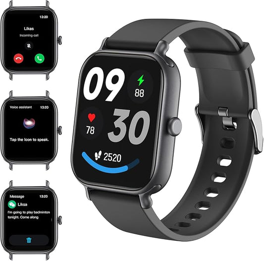 Smart Watch for Women & Men 2.0 HD Screen IP68 Fitness Tracker with Heart Rate, SpO2, Sleep Monitor, Bluetooth Call (Answer/Make),110+ Sport Modes, iPhone/Android Compatible(Black)