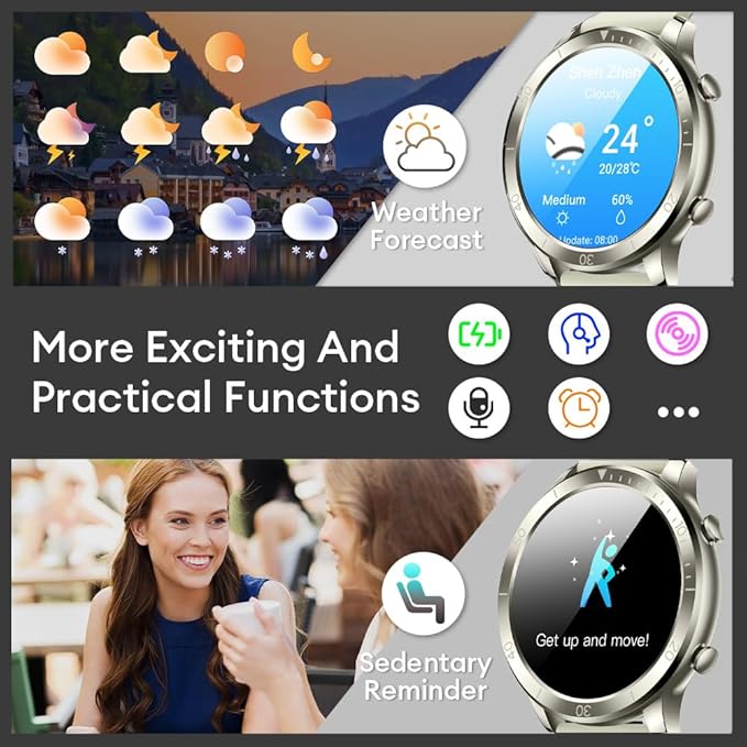 Smart Watch for Men Women (Answer/Make Calls), 1.46" IPS HD Screen, Fitness Tracker, 100+ Sport Modes, Blood Oxygen/Sleep/Heart Rate Monitor, IP67 Waterproof for Android iOS, Champagne Gold