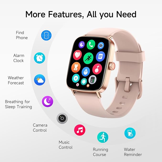 Smart Watch for Women, 1.85" HD Smartwatch Compatible iPhone/Samsung/Android (Answer/Make Calls), 100+ Sport Modes Fitness Tracker with Heart Rate/Sleep/SpO2 Monitor, IP68 Waterproof Reloj Inteligente