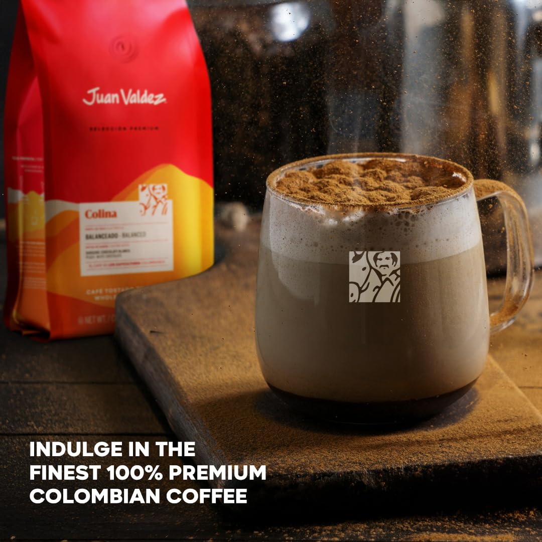 Juan Valdez Colina Whole Bean Coffee, Balanced Roast 16 OZ - Premium Colombian Coffee - Unique “Caracolito” beans produce a coffee of balanced flavor and mild texture