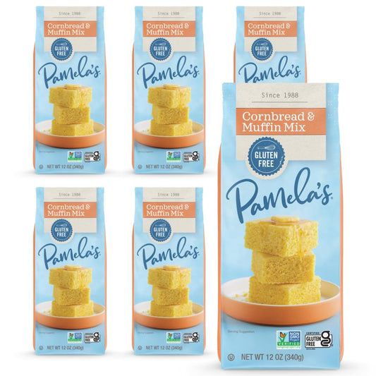 Pamela's Gluten Free Cornbread & Muffin Mix, Organic Corn, 12 Ounce Bag (Pack of 6)