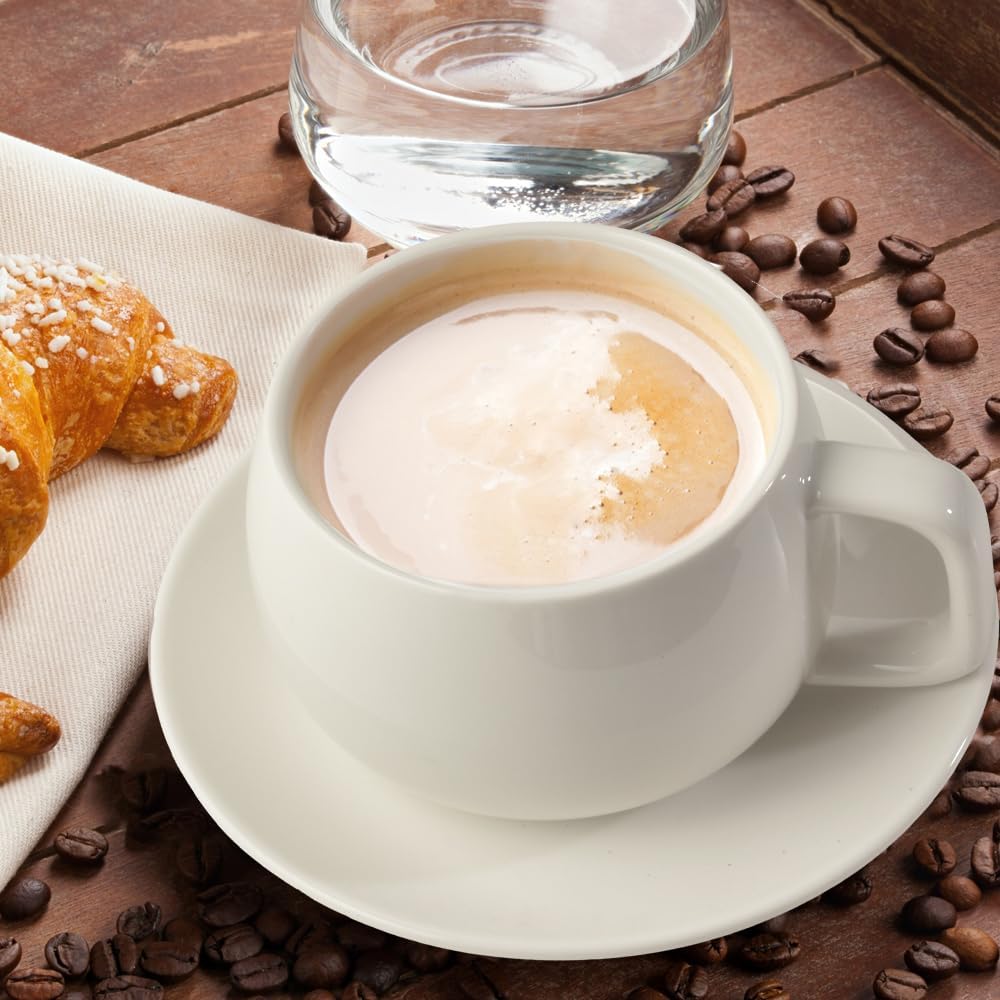 Porcelain Coffee Cup with Saucer 270ml/9oz, Minimalist Design, Perfect for Latte, Cappuccino, and Tea, White