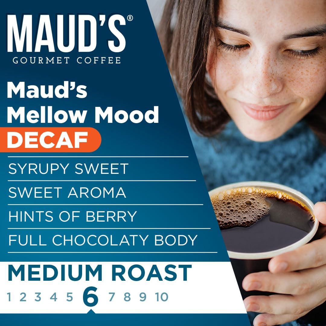 Maud's Decaf Medium Roast Coffee Pods, 18 ct, Decaffeinated Coffee in Recyclable Single Serve Pods – 100% Arabica Coffee, Compatible with Keurig K Cups Maker