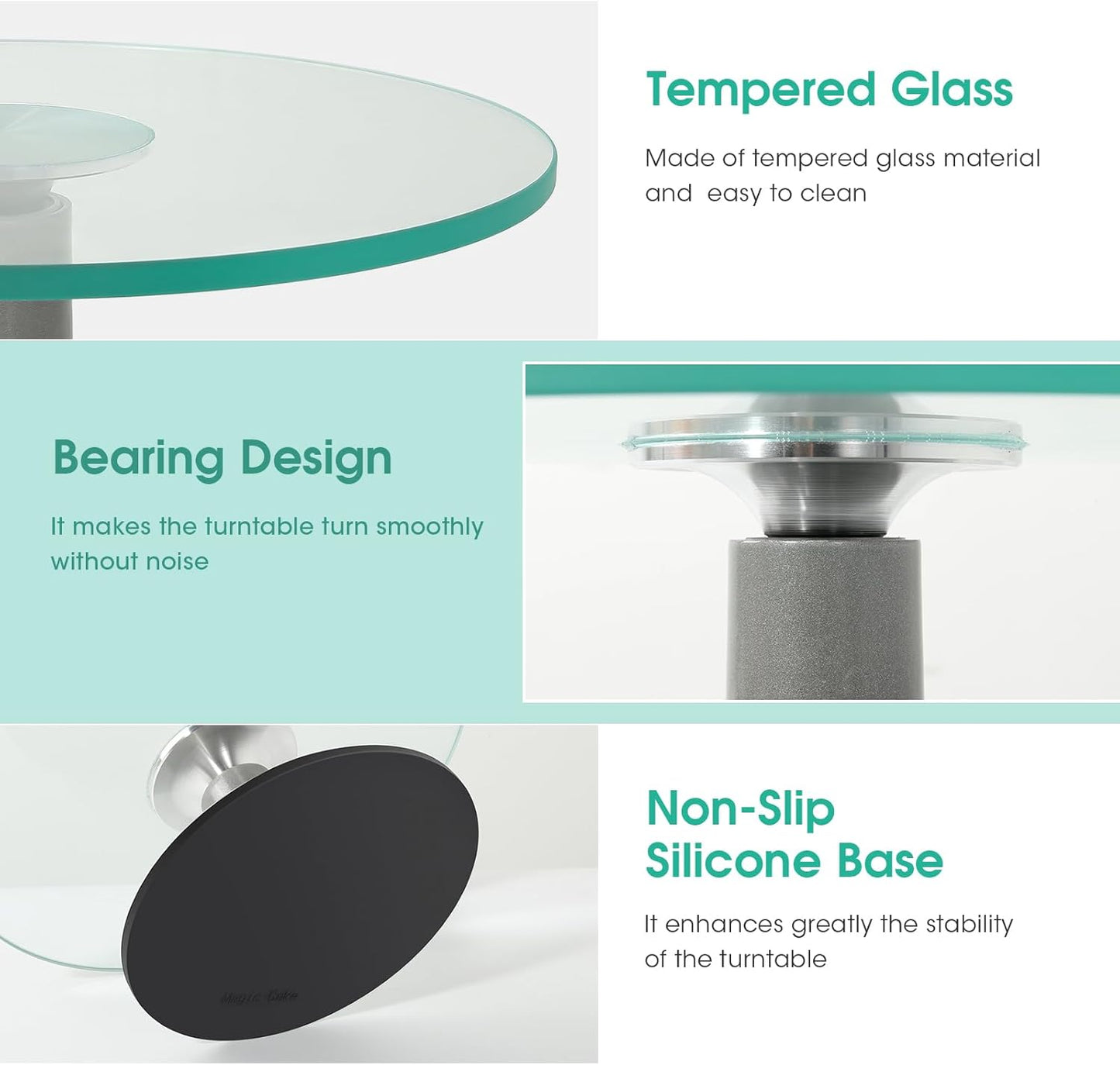 Uten Glass Cake Turntable for Decorating, 12 Inch Rotating Cake Stand, Large Revolving Cake Spinner Stand for Birthday, Party, Wedding Cake Baking Supplies Tools