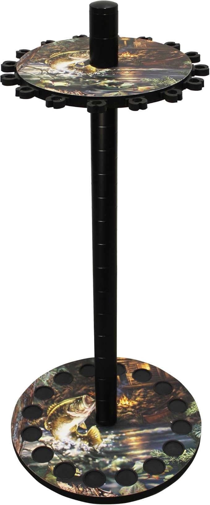 Rush Creek Creations Round Fishing Rod Holder - 16 Pole Rack with Clips for Garage Organization