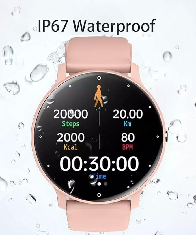 Smart Watch Men Bluetooth Call Fitness Tracker 1.32" HD Full Touch Screen Smartwatch IP67 Waterproof Stainless Steel Sport Watch for Android iOS (B-Pink)