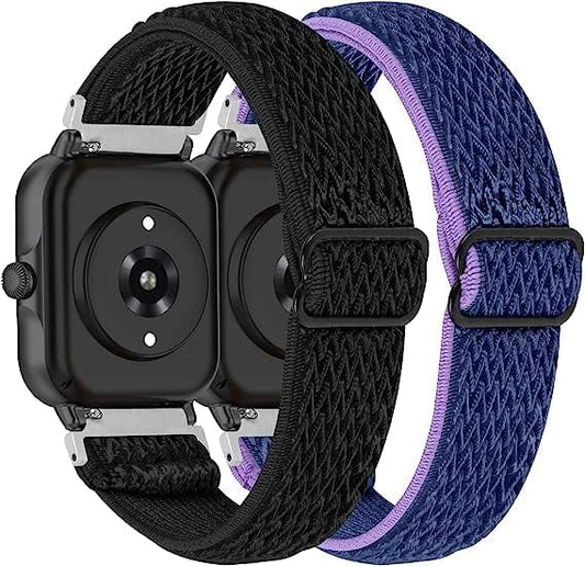 RuenTech 2 Pack Elastic Bands Compatible with FITVII H86/HM68 Smartwatch Band, Adjustable Nylon Straps Replacement Sport Wristbands for FITVII H86 Accessories Women&Men