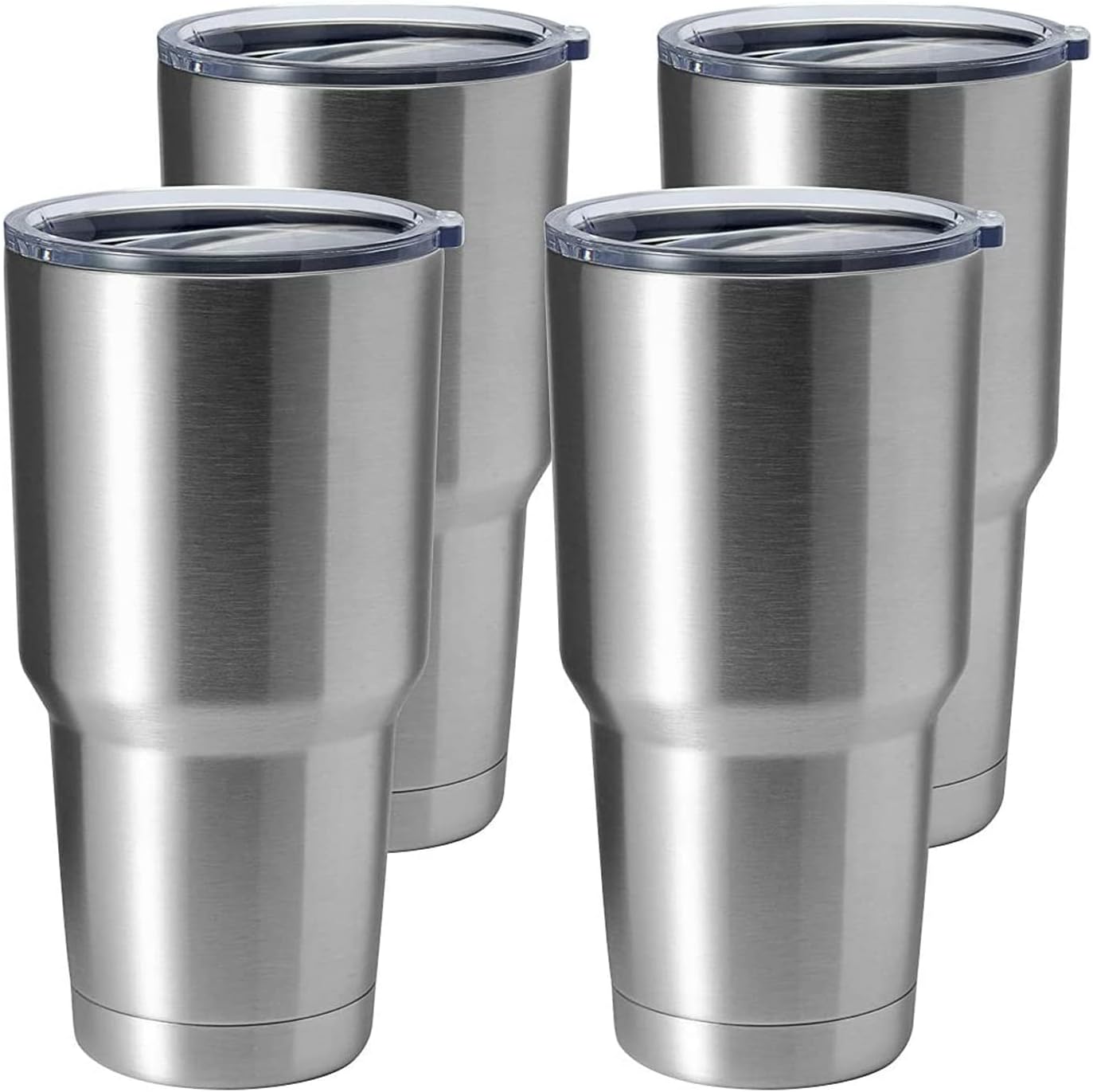 HASLE OUTFITTERS 30oz Stainless Steel Tumbler, Double Wall Vacuum Insulated Travel Mug Tumbler, Durable Insulated Coffee Mug, Gift Box Set (Silver, 4)