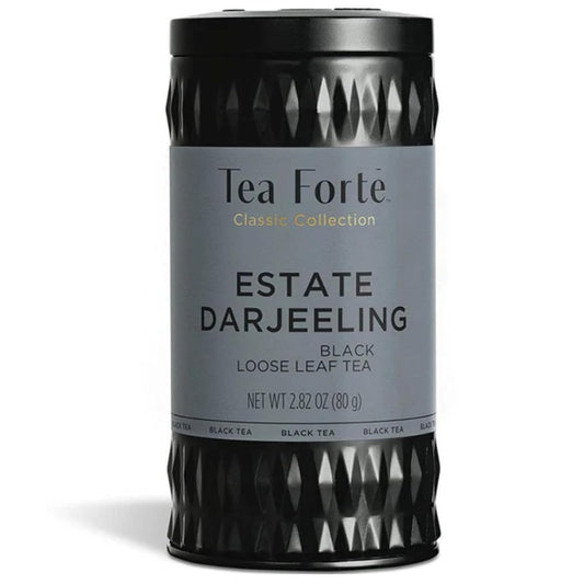 Tea Forte Estate Darjeeling Premium Organic Loose Leaf Caffeinated Black Tea Blend Canister, Makes 35-50 Cups