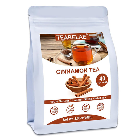 TEARELAE - Cinnamon Tea, 40 Count - Pure Cinnamon Sticks Tea Bags - Hot Cinnamon Spice Tea - Rich in Antioxidants - Non-GMO - Caffeine-Free