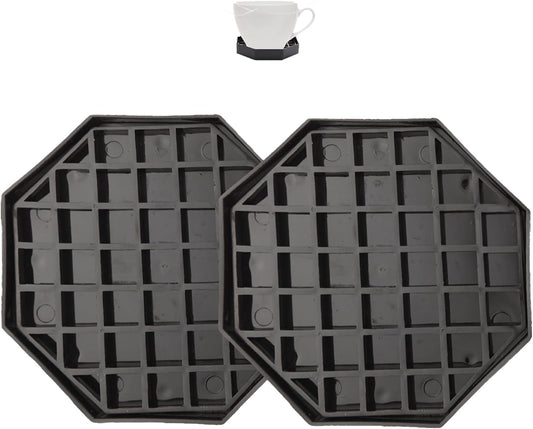 4.1" Octagonal Coffee Drip Tray | Black Plastic Honeycomb Grid Countertop Tray for Coffee, Tea, Wine & Beverage Dispensers,Pack of 2(2, 4.1in)