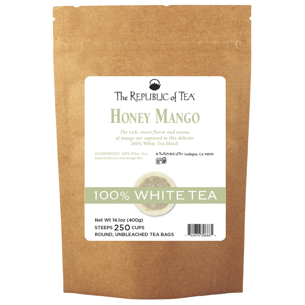 The Republic of Tea – Honey Mango 100% White Tea Bags, Steeps 250 Low-Caffeinated Cups