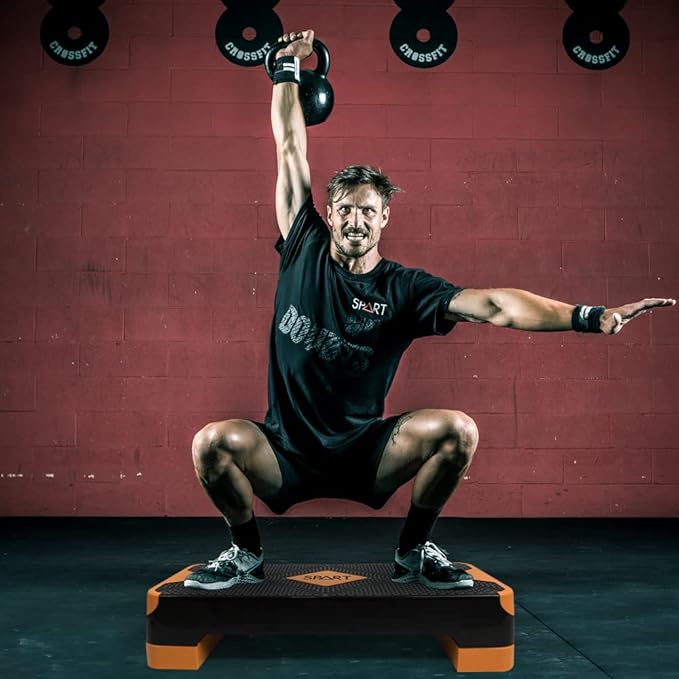SPART Adjustable Workout Aerobic Stepper 4 Risers, 3 Levels 4" - 6" - 8", 26.77" 26.77" Trainer