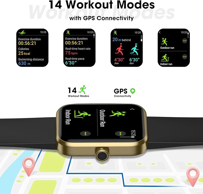 Smart Watch for Women Men, Fitness Tracker Watch with Heart Rate Monitor, Sleep, Blood Oxygen Tracker, 5ATM Waterproof Smartwatch Sports Watch Compatible with Android iOS Phones Step Calories Counter