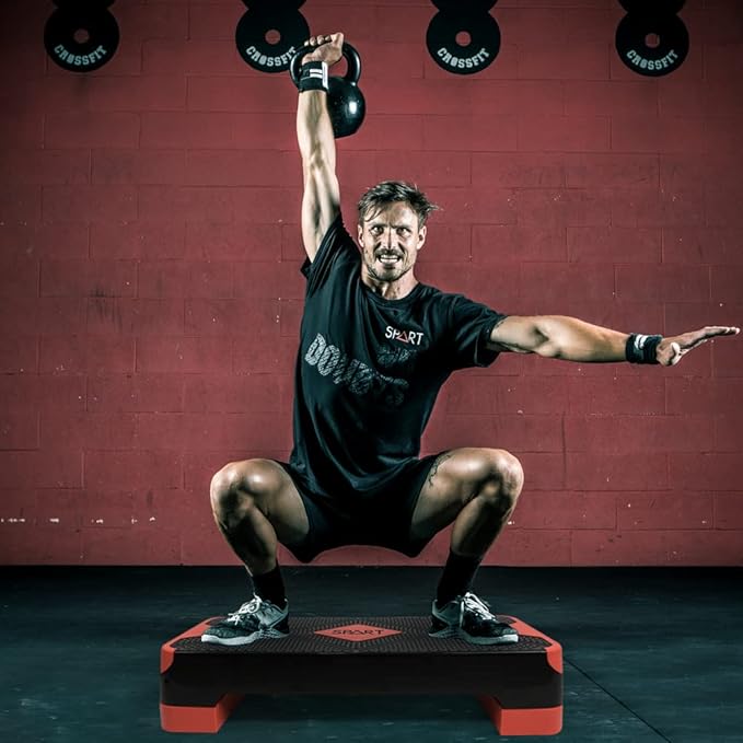 SPART Adjustable Workout Aerobic Stepper 4 Risers, 3 Levels 4" - 6" - 8", 26.77" 26.77" Trainer