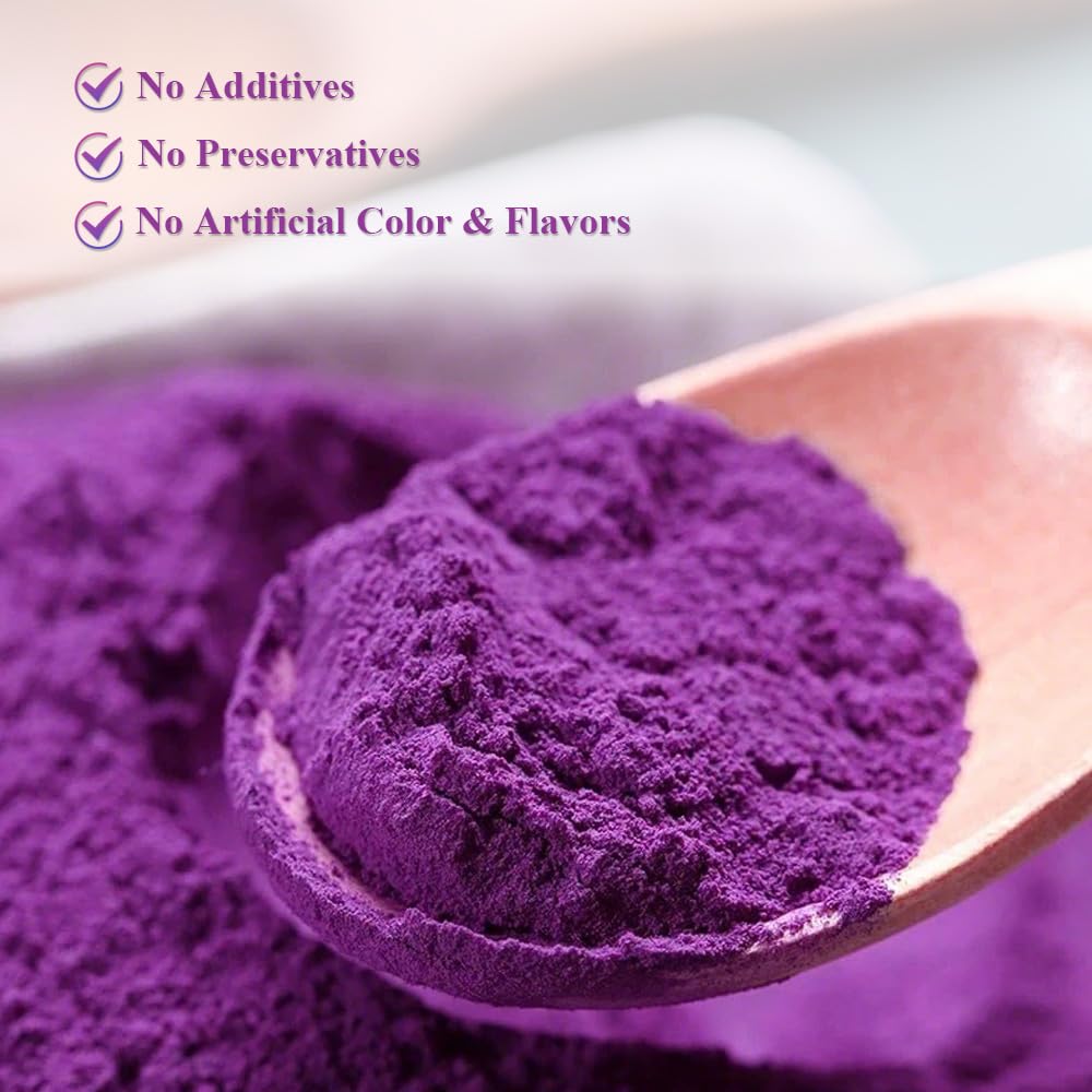 Fraunitsh Purple Sweet Potato Powder 13oz | Purple Yam Ube Powder | Natural Purple Food Coloring for Baking Smoothies Dinks & Recipes | No Additives
