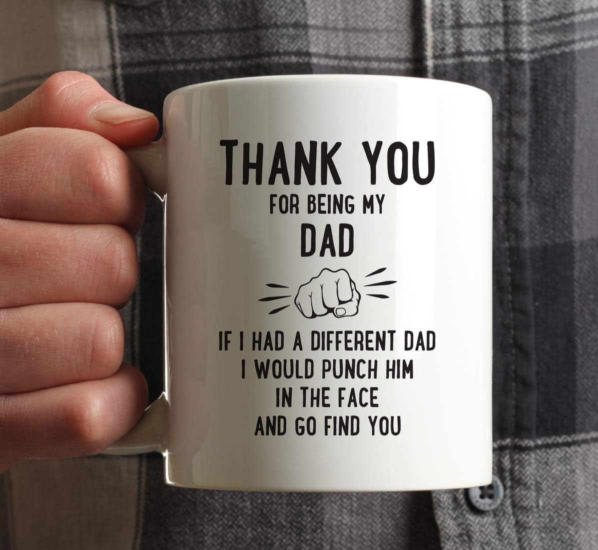 Andaz Press Funny Family 11oz. Coffee Mug Gift, Thank You for Being My Dad, Punch in Face, 1-Pack, Christmas Birthday Drinking Cup Present Ideas