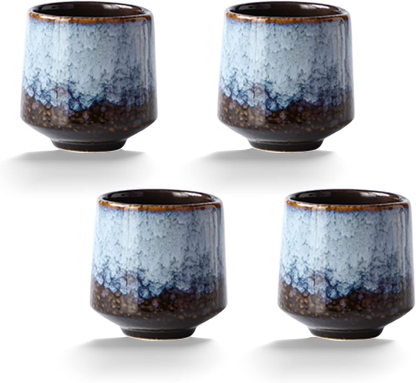 Ceramic Kung Fu Tea Set, 4 Piece Companion Cup Set for Coffee, Yerba Mate, Espresso (Grey)